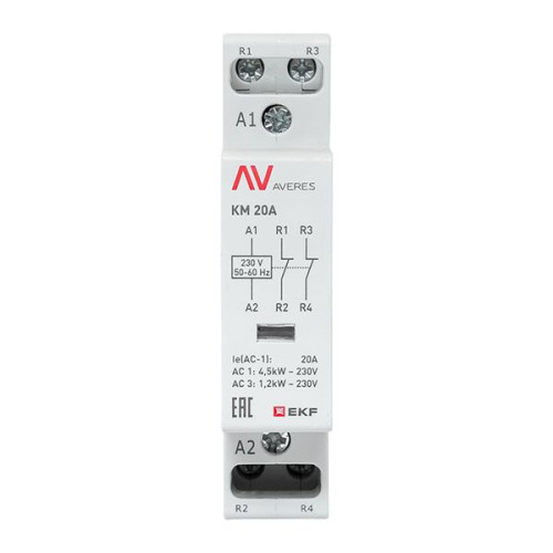 Контактор модульный КМ 20А 2NC 230В АС (1 мод.) AVERES EKF Контактор модульный КМ 20А 2NC 230В АС (1 мод.) AVERES EKF