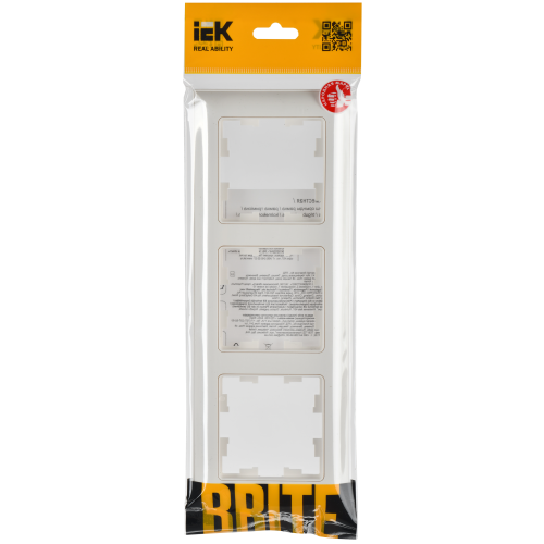 BRITE Рамка 3-местная РУ-3-Бр белый/белый IEK
