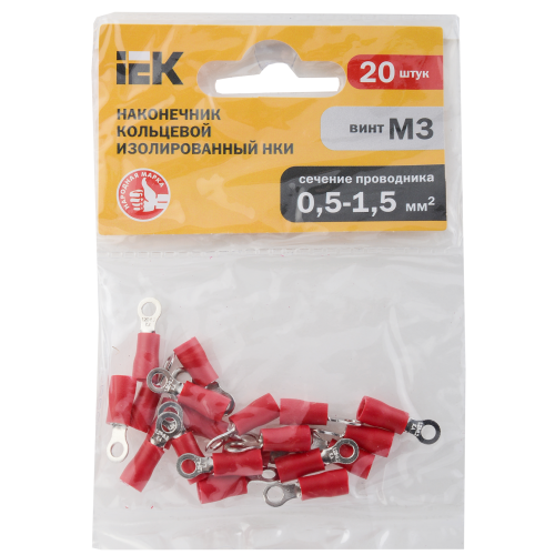 Наконечник НКИ 1,25-3 кольцо 0,5-1,5мм (20шт/упак) IEK Наконечник НКИ 1,25-3 кольцо 0,5-1,5мм (20шт/упак) IEK