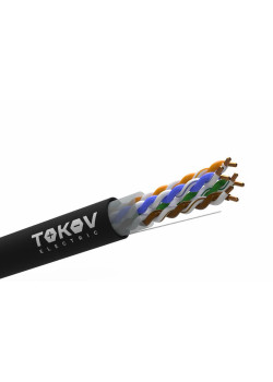 Кабель витая пара U/UTP 4х2х24AWG (0.48мм) кат.5E PE Fluke tested (м) TOKOV Electric TKE-C05-U/UTP-42-5E-305-OD