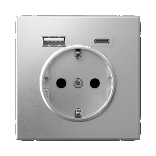 ARTGALLERY РОЗЕТКА 16А с 2 USB A+C, 5В/2,4А/3,0А, 2х5В/1,5А, механизм, АЛЮМИНИЙ