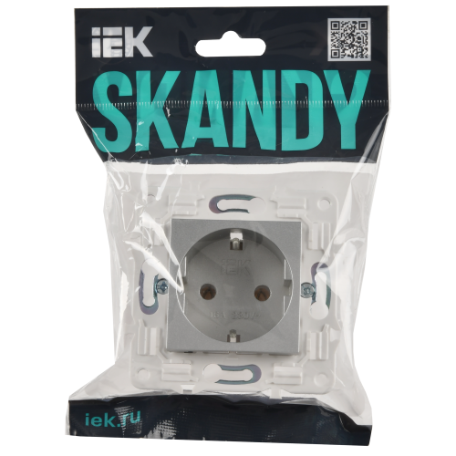 SKANDY Розетка с заземлением без защитных шторок 16А SK-R05S серебряный IEK SKANDY Розетка с заземлением без защитных шторок 16А SK-R05S серебряный IEK