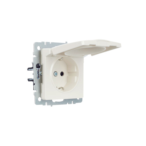 BRITE Розетка 1-местная с заземлением с защитными шторками и крышкой 16А IP44 РСбш10-3-44-БрЖ жемчуг IEK BRITE Розетка 1-местная с заземлением с защитными шторками и крышкой 16А IP44 РСбш10-3-44-БрЖ жемчуг IEK
