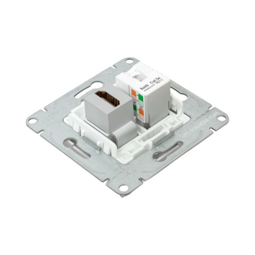 Механизм роз. HDMI+RJ45 (cat5), алюм. Эпика EKF Механизм роз. HDMI+RJ45 (cat5), алюм. Эпика EKF