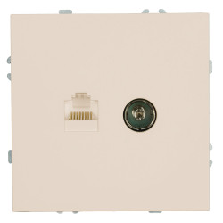 Розетка TV + компьютерная RJ-45 (механизм), STEKKER, серия Эмили, RST00-5106-08, кашемир, soft touch