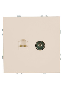 Розетка TV + компьютерная RJ-45 (механизм), STEKKER, серия Эмили, RST00-5106-08, кашемир, soft touch