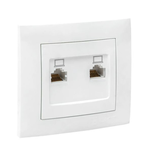 Валенсия розетка компьютерная RJ-45 2-местная белая EKF