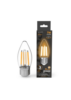 Лампа светодиодная филаментная Black Filament 7Вт свеча 2700К тепл. бел. E27 550лм GAUSS 103802107