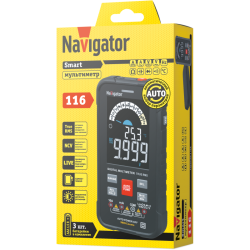 Мультиметр 95 771 NMT-Mm-116 True RMS Smart цветной дисплей Navigator 95771 Мультиметр 95 771 NMT-Mm-116 True RMS Smart цветной дисплей Navigator 95771
