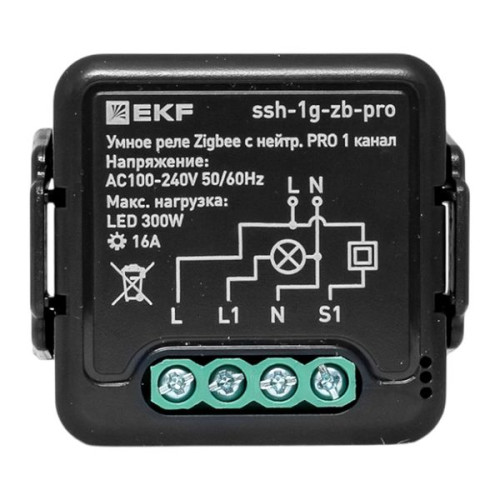 Умное реле в подрозетник 1-канальное с нейтралью Zigbee EKF Connect Select PRO