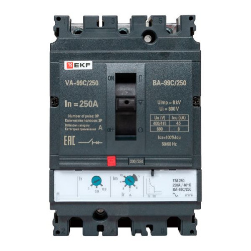 ВА-99C 250/250А 3P 45кА с термомагнитным расцепителем EKF ВА-99C 250/250А 3P 45кА с термомагнитным расцепителем EKF