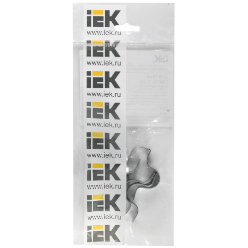 ELASTA Скоба металлическая двухлапковая d=19-20мм с крепежным отверстием 6х4 (10шт/упак) IEK