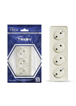 Розетка 4-м ОП Frea 16А IP20 250В без заземл. АБС-пластик беж. TOKOV ELECTRIC TKE-FR-R4-C02