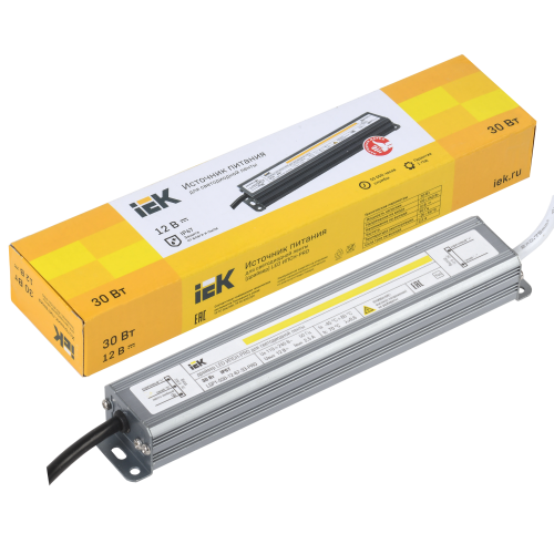 Драйвер LED ИПСН-PRO 30Вт 12В блок-шнуры IP67 IEK Драйвер LED ИПСН-PRO 30Вт 12В блок-шнуры IP67 IEK