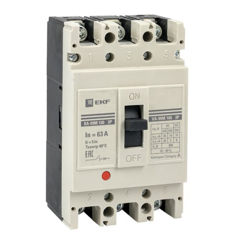 ВА-99М 100/63А 4P 5In 35кА с термомагнитным расцепителем EKF