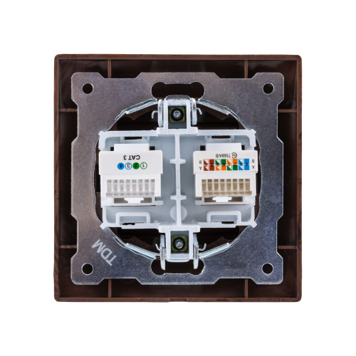 Розетка телефонная RJ11 + компьютерная RJ45 венге Розетка телефонная RJ11 + компьютерная RJ45 венге
