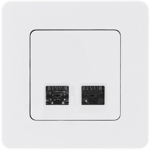 INSPIRIA Розетка компьютерная двойная RJ45 категория 6 UTP белый INSPIRIA Розетка компьютерная двойная RJ45 категория 6 UTP белый