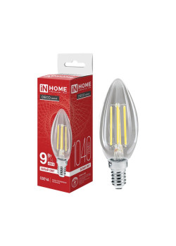 Лампа светодиодная LED-СВЕЧА-deco 9Вт свеча прозрачная 4000К нейтр. бел. E14 1040лм 230В IN HOME 4690612026206