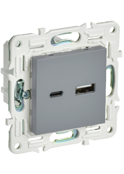 SKANDY Розетка USB A+C 18Вт SK-R13Gr серый IEK