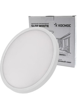 Светильник светодиодный SLIM WHITE 38Вт 4500К IP40 2650лм 230В 400х25мм КОСМОС KSlim38w_W4500K