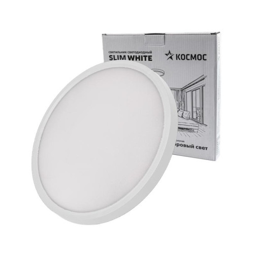 Светильник светодиодный SLIM WHITE 38Вт 4500К IP40 2650лм 230В 400х25мм КОСМОС KSlim38w_W4500K