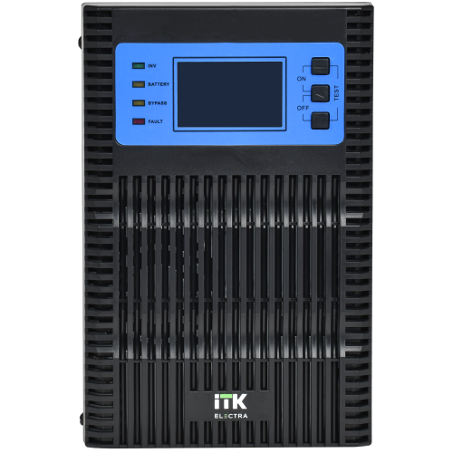 ITK ELECTRA OT ИБП однофазный онлайн 3кВА/3кВт LCD дисплей 96VDC 4хС13 без АКБ с регулируемым зарядным устройством USB EPO RS232 SNMP слот Tower