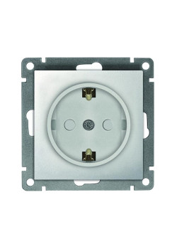 Розетка 1-м СП Афина 16А IP20 с заземл. защ. шторки механизм серебр. Universal A0049-S
