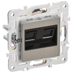 SKANDY Розетка компьютерная двойная RJ45 кат.5E SK-K03N металл никель IEK