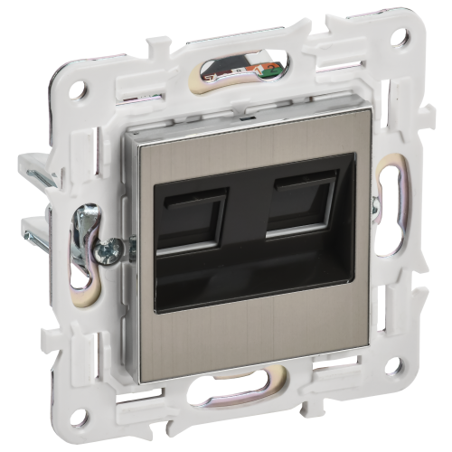 SKANDY Розетка компьютерная двойная RJ45 кат.5E SK-K03N металл никель IEK