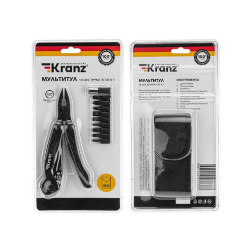 Мультитул 10 в 1 155мм Kranz KR-12-4945-2 Мультитул 10 в 1 155мм Kranz KR-12-4945-2