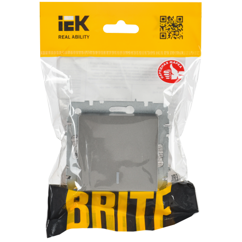 BRITE Выключатель 1-клавишный проходной с индикацией 10А ВС10-1-7-БрС сталь IEK