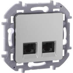 Розетка компьютерная двойная/ Розетка компьютерная двойная RJ-45 категория 6 UTP алюминий INSPIRIA