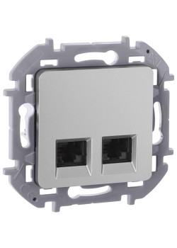 Розетка компьютерная двойная/ Розетка компьютерная двойная RJ-45 категория 6 UTP алюминий INSPIRIA