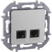 Розетка компьютерная двойная/ Розетка компьютерная двойная RJ-45 категория 6 UTP алюминий INSPIRIA Розетка компьютерная двойная/ Розетка компьютерная двойная RJ-45 категория 6 UTP алюминий INSPIRIA