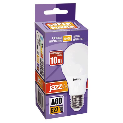 Лампа светодиодная PLED-SP 10Вт A60 грушевидная 3000К тепл. бел. E27 790лм 230В JazzWay 1033697 Лампа светодиодная PLED-SP 10Вт A60 грушевидная 3000К тепл. бел. E27 790лм 230В JazzWay 1033697