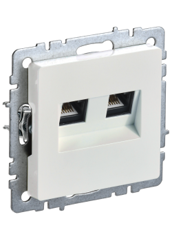 BRITE Розетка компьютерная двойная кат.5E RJ45 РК10-2-БрЖ жемчуг IEK