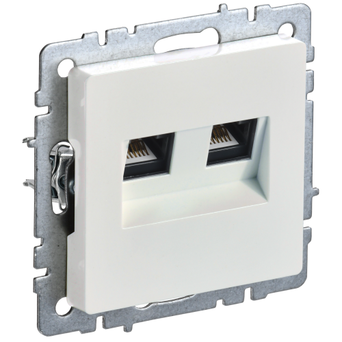 BRITE Розетка компьютерная двойная RJ45 кат.6 РК11-2-БрЖ жемчуг IEK