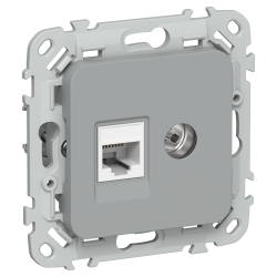FLITE Розетка 2-местная RJ45/TV категория 5Е UTP РКТВ5е-2-0-ФлС серый IEK