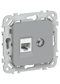 FLITE Розетка 2-местная RJ45/TV категория 5Е UTP РКТВ5е-2-0-ФлС серый IEK