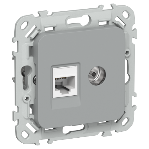 FLITE Розетка 2-местная RJ45/TV категория 5Е UTP РКТВ5е-2-0-ФлС серый IEK