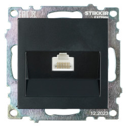 Розетка компьютерная 1-местная RJ-45 (механизм), STEKKER GLS00-7107-05, серия Катрин, черный