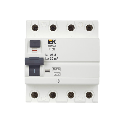 ARMAT Выключатель дифференциального тока R10N 4P 25А 30мА тип A IEK ARMAT Выключатель дифференциального тока R10N 4P 25А 30мА тип A IEK