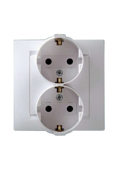 Розетка 2-м СП Simon15 16А IP20 250В с заземл. винт. клеммы бел. Simon 1590459-030