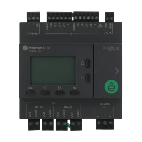 Интеллектуальное реле SR2, 24 VDC, дисплей, 8 UI (AI, DI), 4 DO (2 реле, 2 транз.), 1xRS485, 1xRJ45