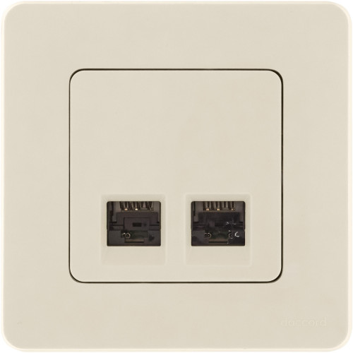 INSPIRIA Розетка компьютерная двойная RJ45 категория 5Е UTP слоновая кость INSPIRIA Розетка компьютерная двойная RJ45 категория 5Е UTP слоновая кость