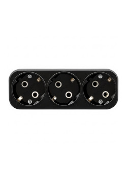 Разветвитель сетевой 3-местный с/з STEKKER ADP16-23-20, 250V, 16A, ABS пластик, черный