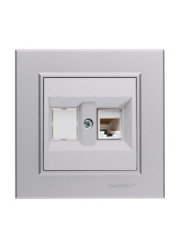 Розетка компьютерная+гнездо СП Karea 16А IP20 CAT 5 сереб. Makel 56065035