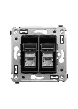 Компьютерная розетка RJ-45 в стену, кат.5e двойная экранированная, Avanti, черный квадрат