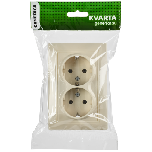 KVARTA Розетка 2-местная с заземлением без защитных шторок 16А кер РС12-3-Км кр. GENERICA KVARTA Розетка 2-местная с заземлением без защитных шторок 16А кер РС12-3-Км кр. GENERICA