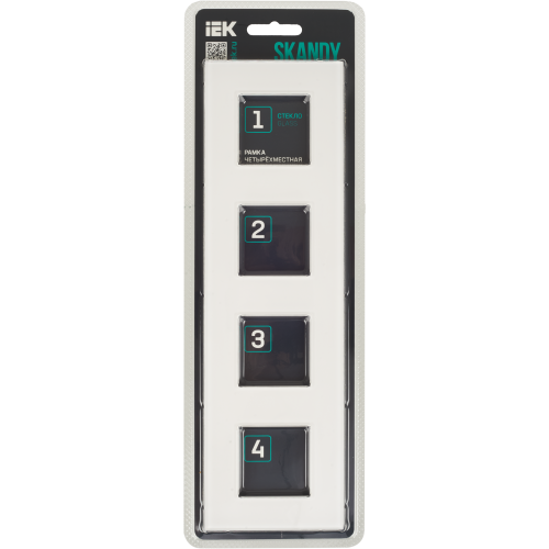 SKANDY Рамка 4-местная SK-F24W стекло арктический белый IEK